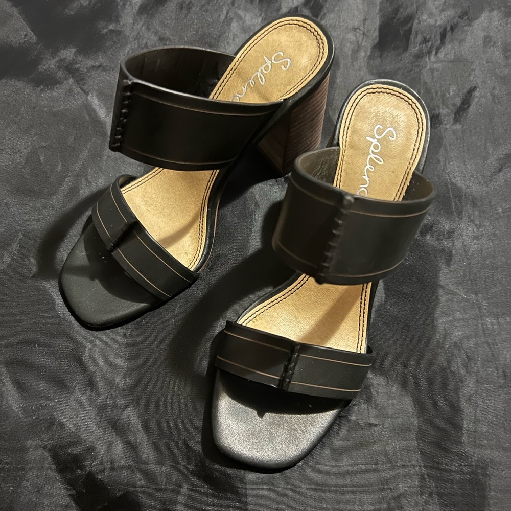 Splendid Black Leather Mules